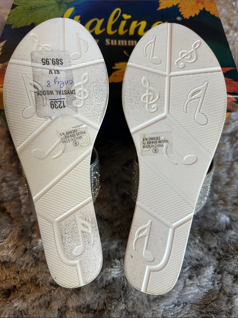 Italina Silver Crystal Rhinestone Wedge Sandals Size 8 NIB